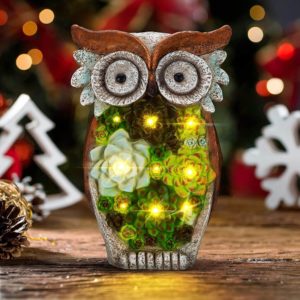 BUCASA Solar Garden Ornaments Unusual Owl Statue