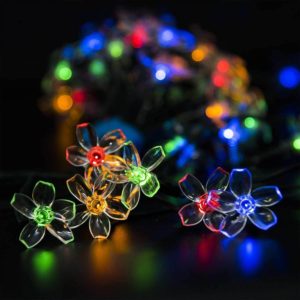 GIGALUMI 2 Pack Solar Flower String Lights