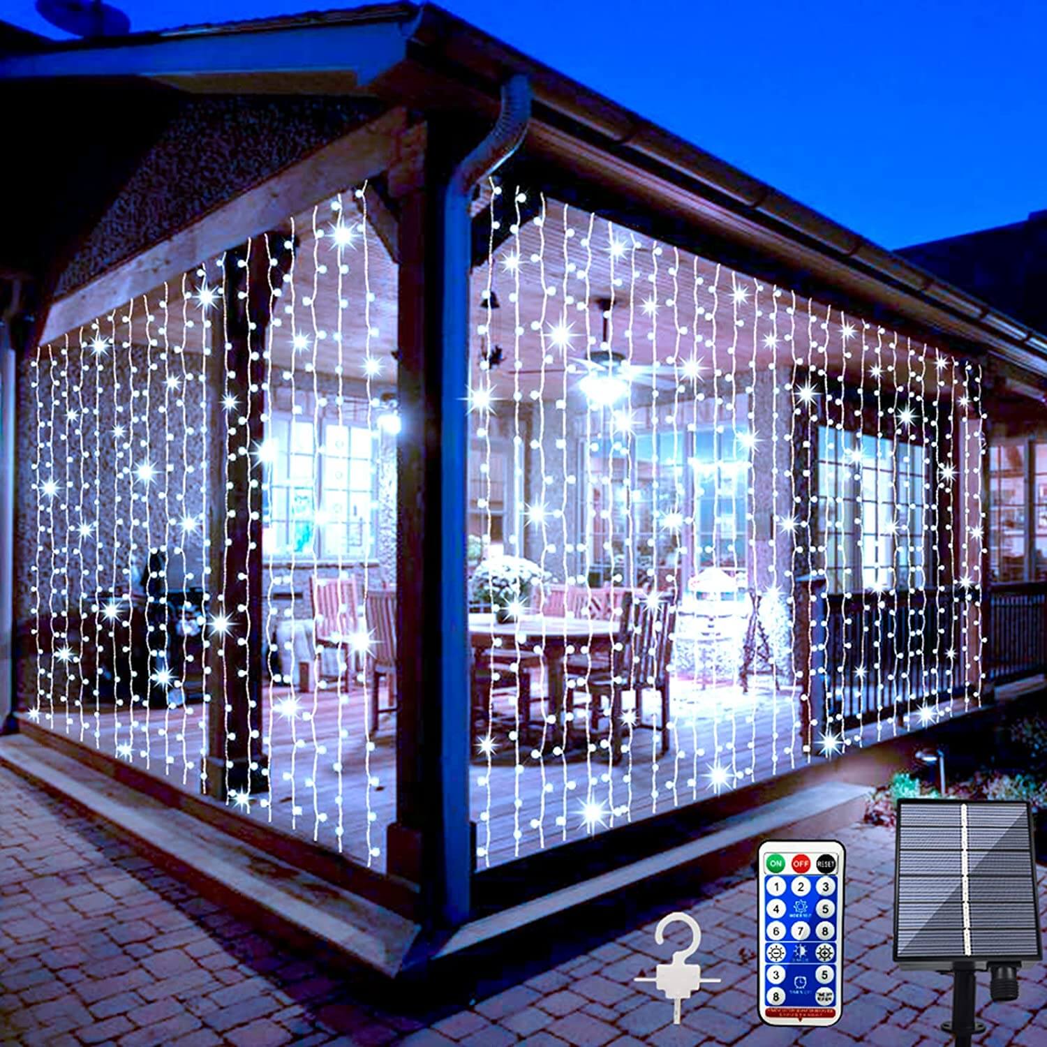 Makewete Solar Curtain Fairy Lights