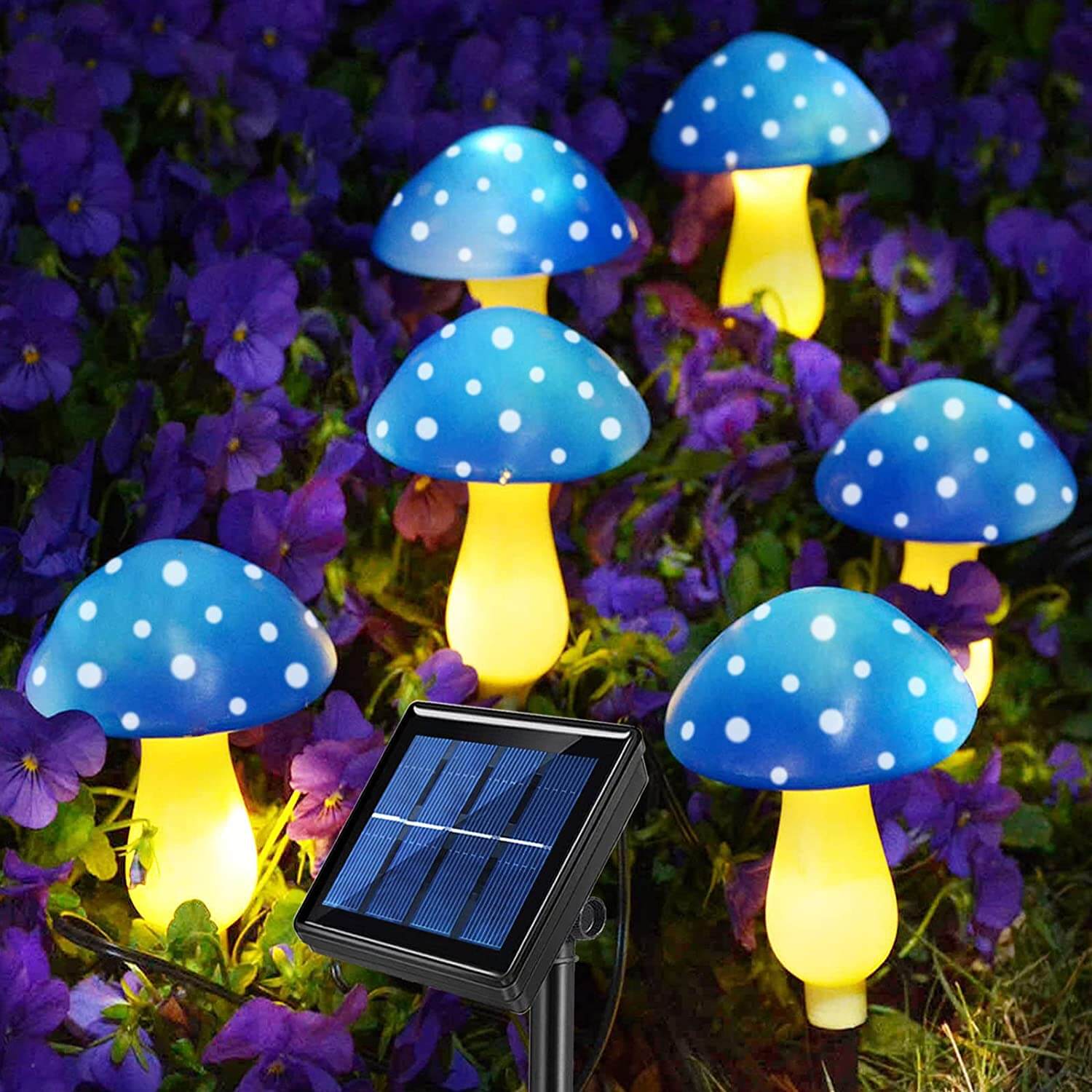 Abkshine Blue Solar Mushroom Stake Lights