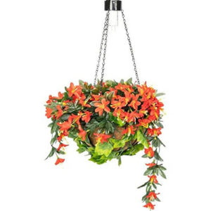 Primrose Artificial Hanging Baskets with Solar Light