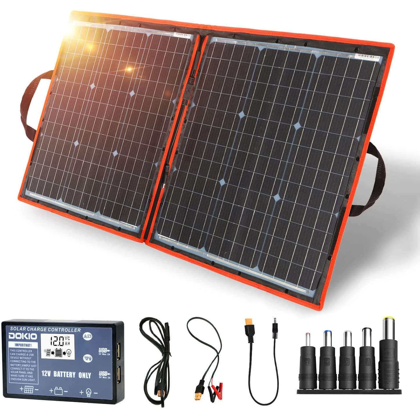 DOKIO 80W Portable Folding Monocrystalline Solar Panel