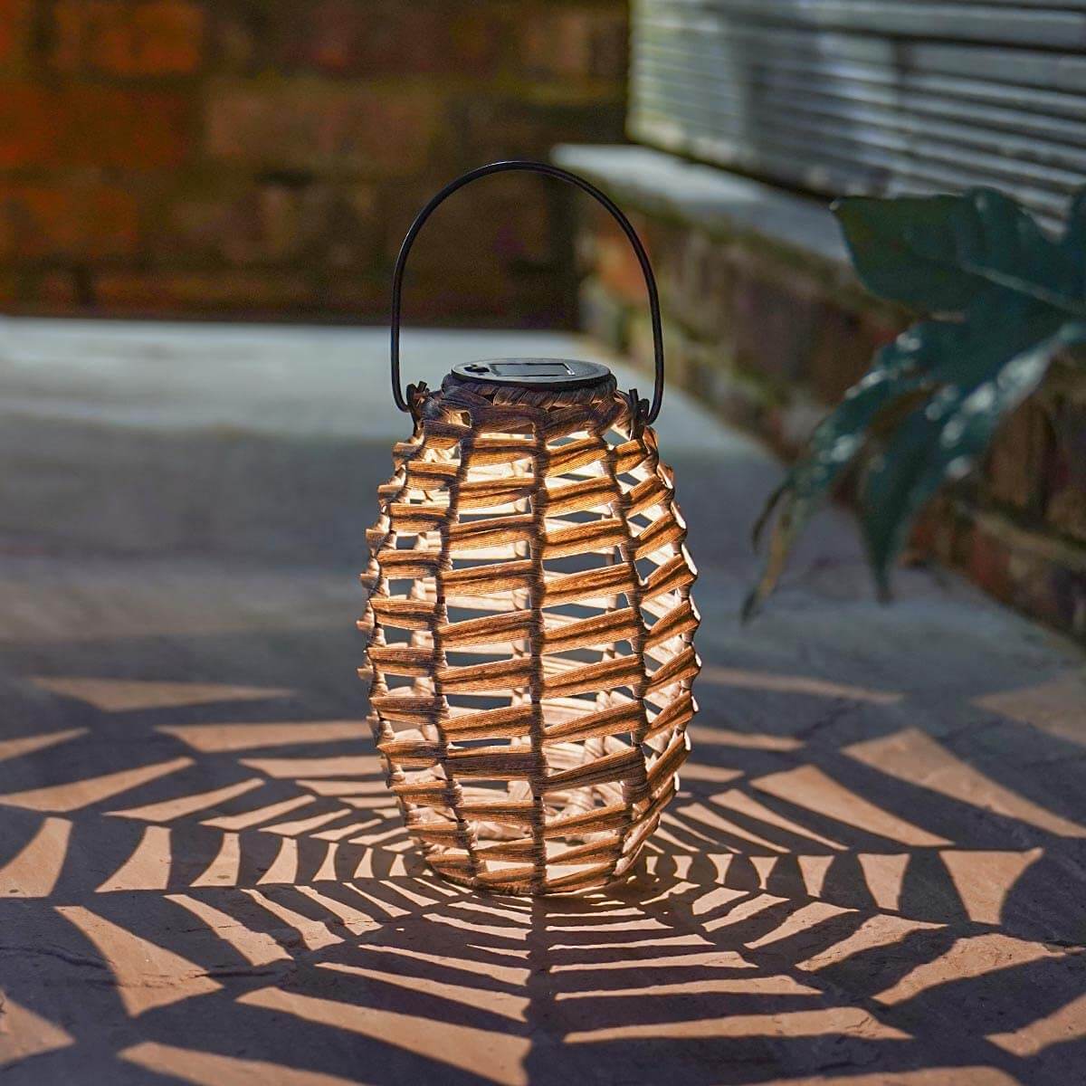 Festive Lights Outdoor Solar Rattan Lantern