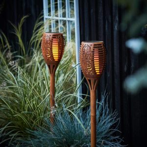 Lights4fun Solar Bamboo Effect Tiki Torches