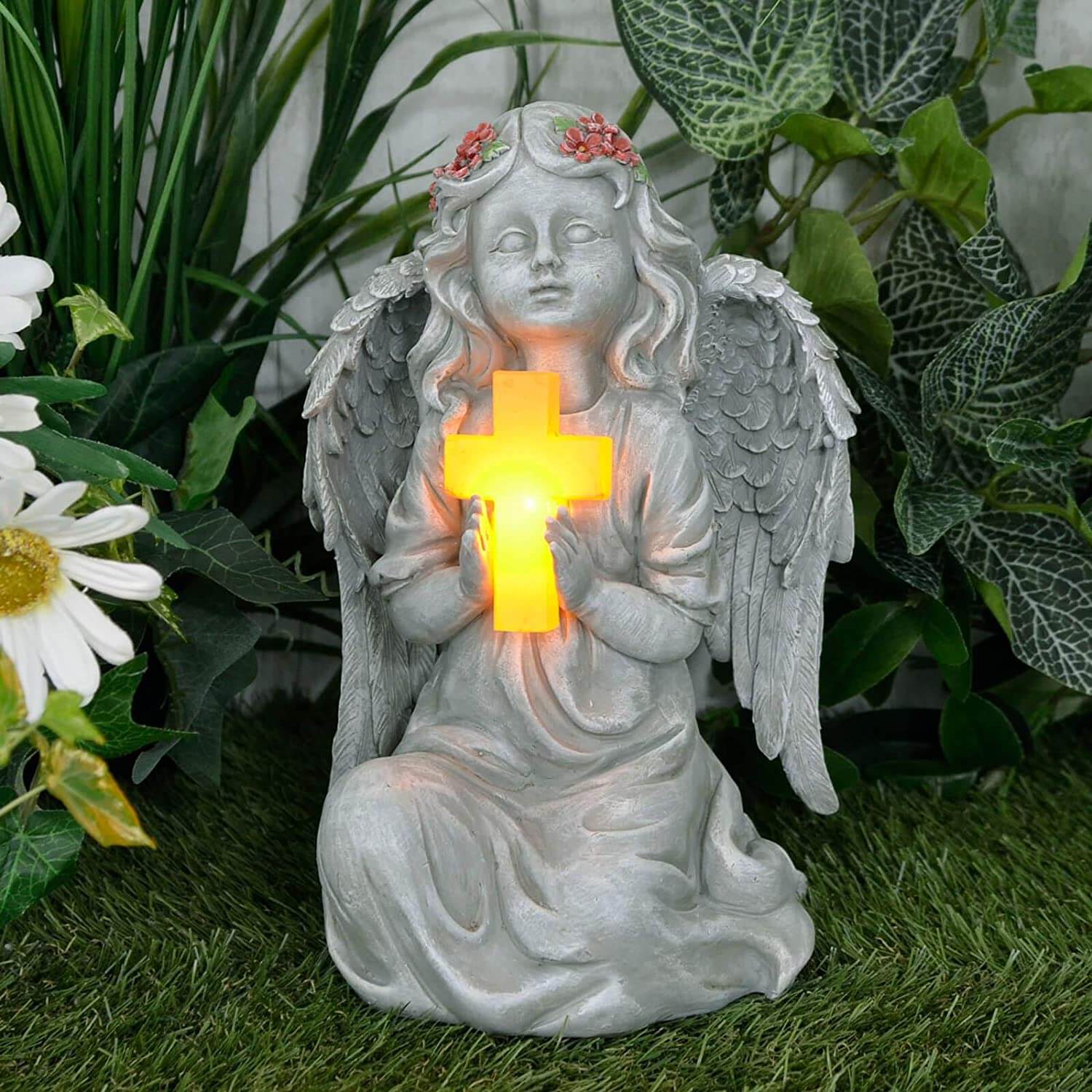 Azuma Solar Angel Garden Ornament Figure Christian Cross