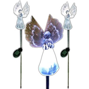 Brilliant & Mo Frosty Solar Angel Lights (Fibre Optic Wings, Set of 2)