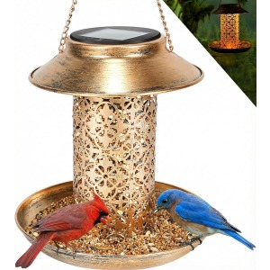 MLEPXBO Solar Bird Feeder with LED Light