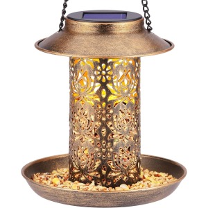 Solar Bird Feeder with Garden Lantern Light