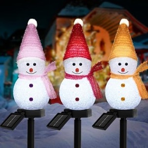Solar Snowman Pathway Lights 3-Pack