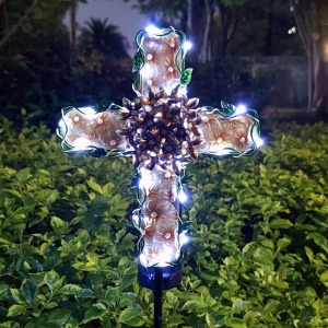 COOZZYHOUR 38-inch Solar Cross Garden Lights