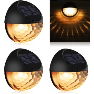 KMASHI Solar Fence Lights Outdoor Warm White 8 Pack