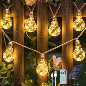 Ollny Hemp Rope Solar Festoon Lights 8m