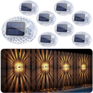 AGPTEK Solar Fence Lights 360 Degree Shell Tilted Panel 4 Pack