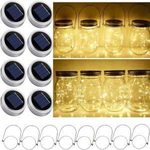 Solar Mason Jar Lid String Lights 8-Pack