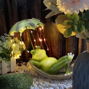 Solar Frog Garden Ornament Lazy Frog Decor
