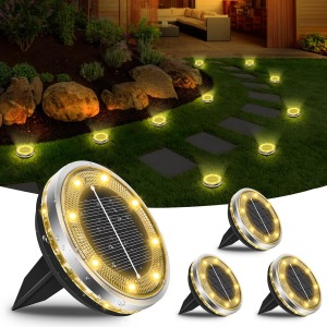 Bowfar Solar Ground Disk Lights 4 Pack