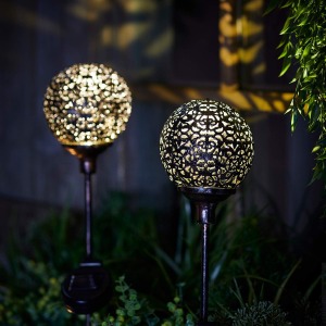 Lights4fun Set of 2 Moroccan Style 75cm Outdoor Solar Garden Stake Lights