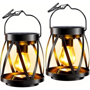 Solar Flickering Flame Hanging Lanterns (2 Pack)