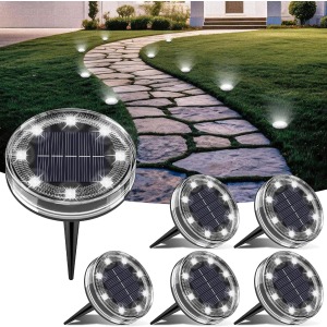 LOTMOS Solar Ground Disc Lights (Pack of 6)