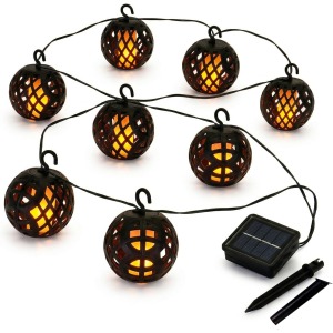 GEEZY Solar Rattan Ball String Lights
