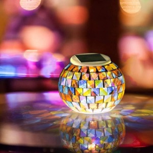 SLENIT Solar Mosaic Glass Ball Garden Lights (6-inch)