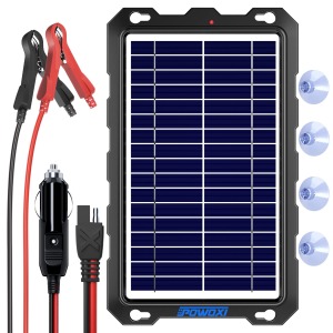 POWOXI Upgraded 7.5W Solar Battery Trickle Charger
