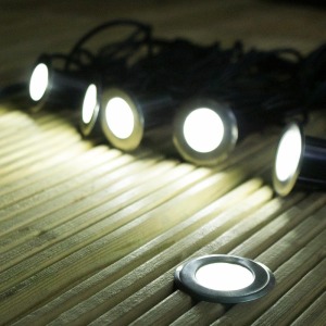 Festive Lights Solar Powered Deck Lights Pack of 6 Stainless Steel