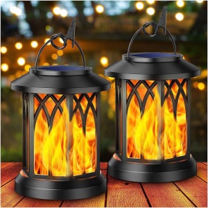 KOOPER Solar Lanterns with Realistic Flickering Flame (2 Pack)