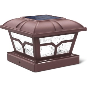 SIEDiNLAR Solar Post Cap Lights Brown 8 LEDs