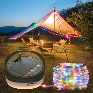 Glocusent Solar Camping String Lights 10m 100 LED Retractable