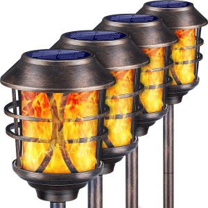 TomCare Solar Tiki Torch Metal