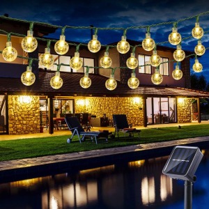BrizLabs Solar Globe Crystal String Lights warm white outdoor