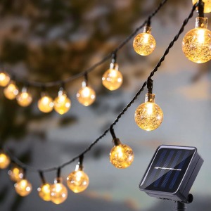 ITICdecor Solar Crystal Globe Lights 13ft 20 LED warm white outdoor