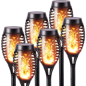 Geemoo Solar Flickering Dancing Flame Lights 6 Pack warm white