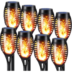 NEXVIN Solar Flickering Dancing Flame Lights 8 Pack pathway