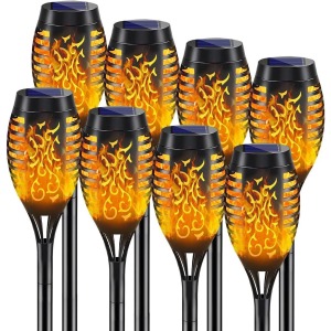 KALAHOL Solar Torch Lights Outdoor warm amber flame