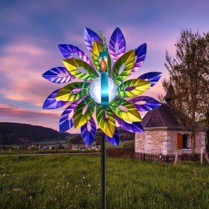 Peacock Solar Wind Spinner layered steel tail fan
