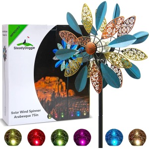 SteadyDoggie Solar Wind Spinner Jewel Cup 75 inch kinetic sculpture