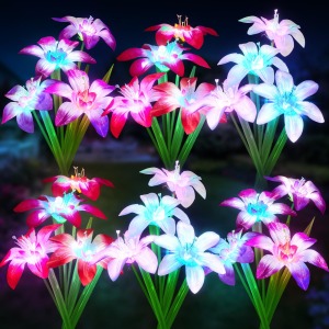 WdtPro Solar Lily Flower Lights 6-Pack