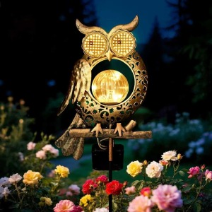 GLOBAL GOLDEN Weatherproof Owl Solar Garden Lights with Dynamic Eye Lighting