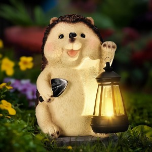 GIGALUMI Hedgehog Garden Ornaments Outdoor Solar Lantern