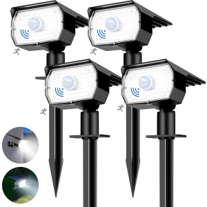 nipify 4 Pack Motion Sensor Solar Spotlights for Fence