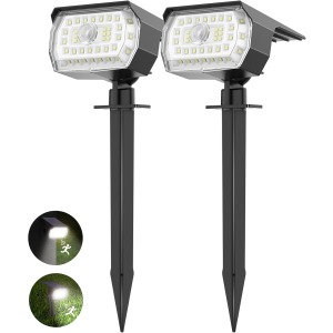 Solar Motion Sensor Lights 43LED 650lm 2 Pack for Fence