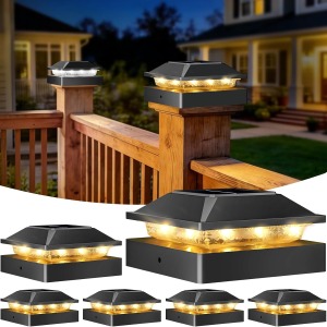 Peasur 4x4 Solar Post Cap Lights 6 Pack for Fence Posts