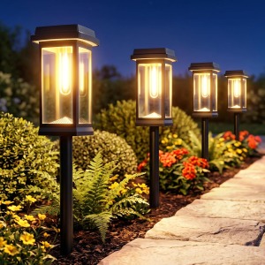 RECHOO Solar Lights 4-Pack Metal Spikes