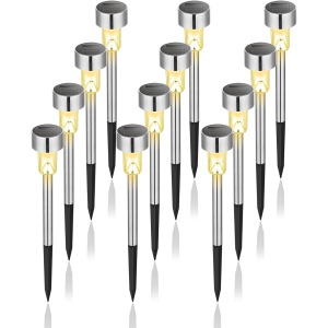 GIGALUMI Solar Lights 12-Pack Stainless Steel