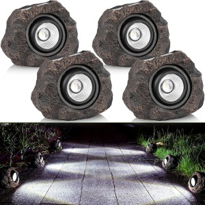 Candieslife Solar Garden Rock Lights 4 Pack