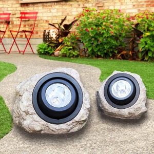 GOODFOEVER 2pk Solar Rock Garden Lights