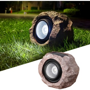 Solar Rock Lights Outdoor Faux Rock Landscape Spotlight