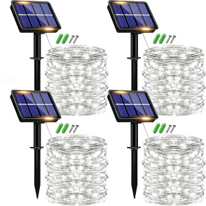 plainshe Solar String Lights 15m 150LED Copper Wire